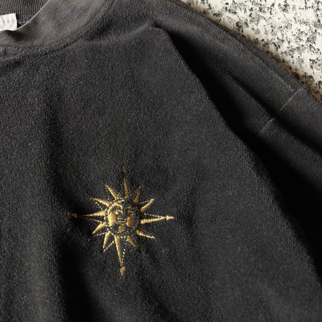 90s USA製 ワンポイント刺繍デザイン　フェード　ベロアトラックジャケット