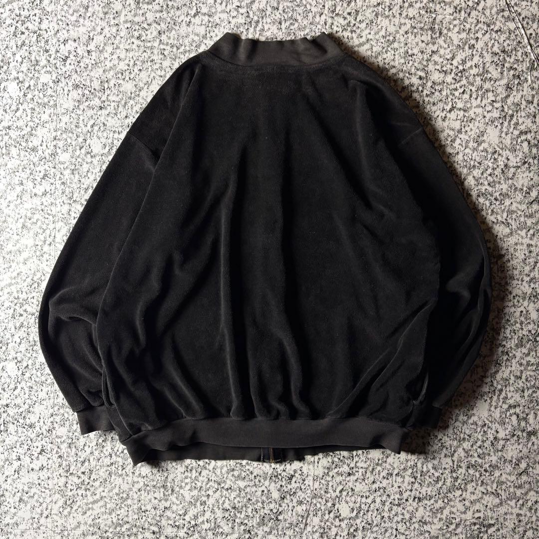 90s USA製 ワンポイント刺繍デザイン　フェード　ベロアトラックジャケット