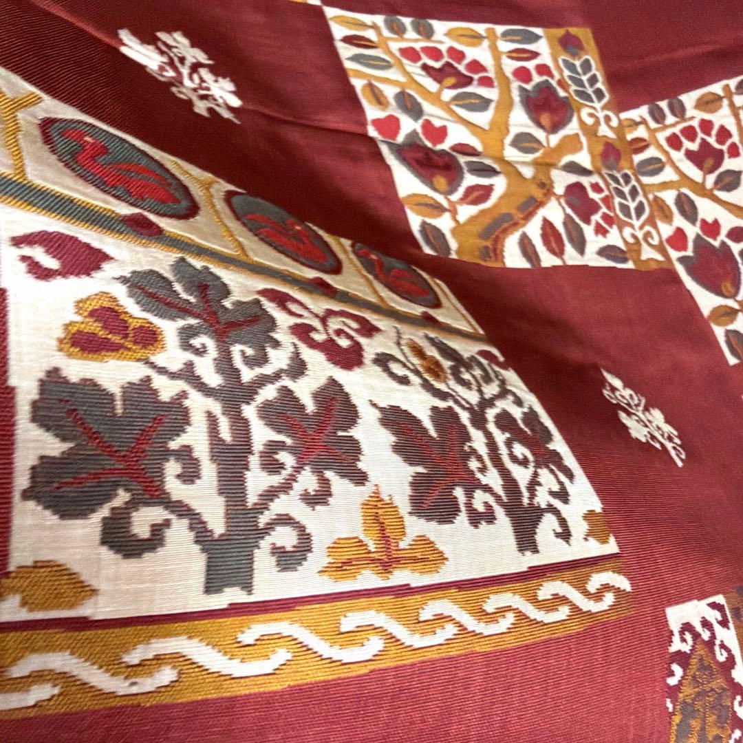 正絹　袋帯【木屋太】《市松模様　抽象花】