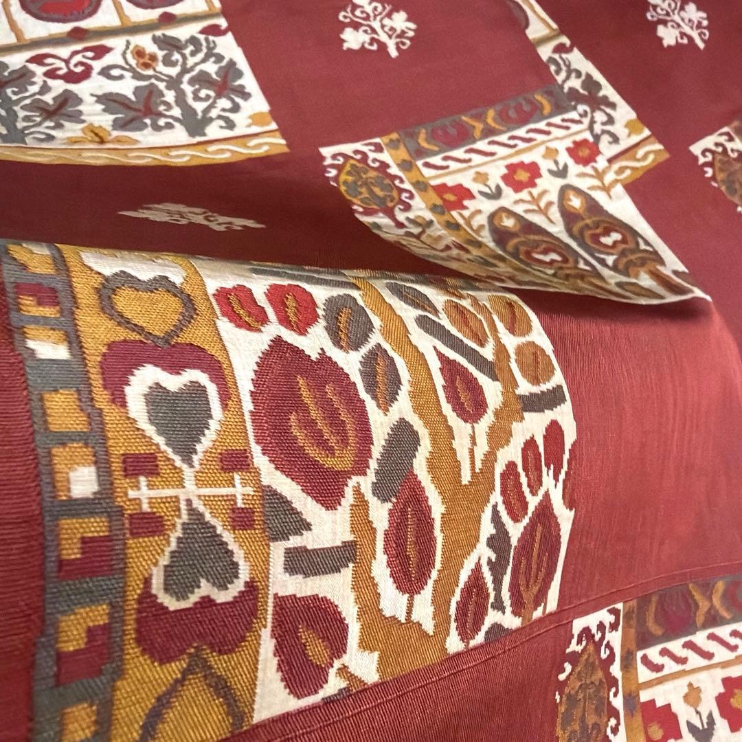 正絹　袋帯【木屋太】《市松模様　抽象花】