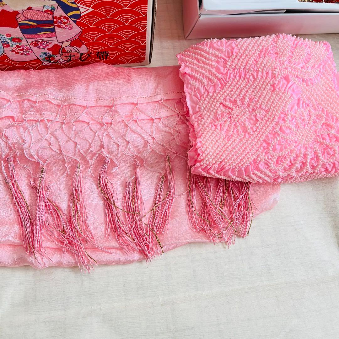 七五三　7歳　結び帯　はこせこセット　帯揚げ　しごき