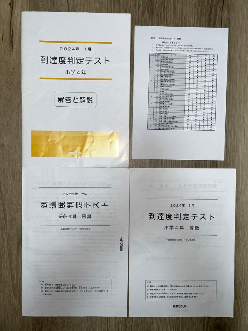 2023年度 能開センター 4年 実力判定模試・到達度判定テスト　算数・国語