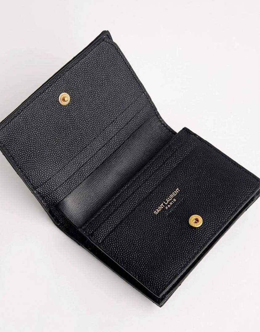 YSL サンローラン 二つ折り 財布 カサンドラ ブラック キルティング