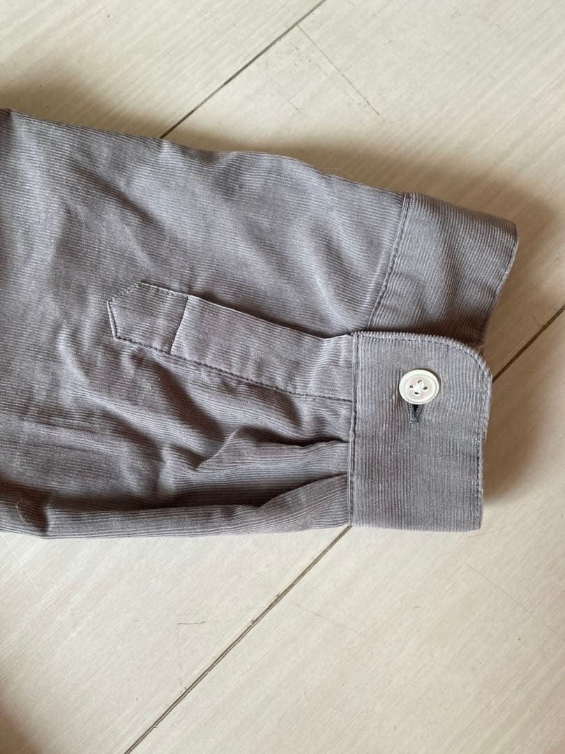 HUIS 遠州織物 みじんコールバンドカラーオーバーシャツ アッシュグレー