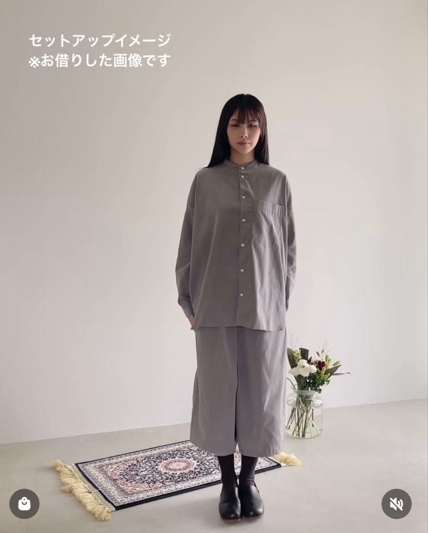 HUIS 遠州織物 みじんコールバンドカラーオーバーシャツ アッシュグレー