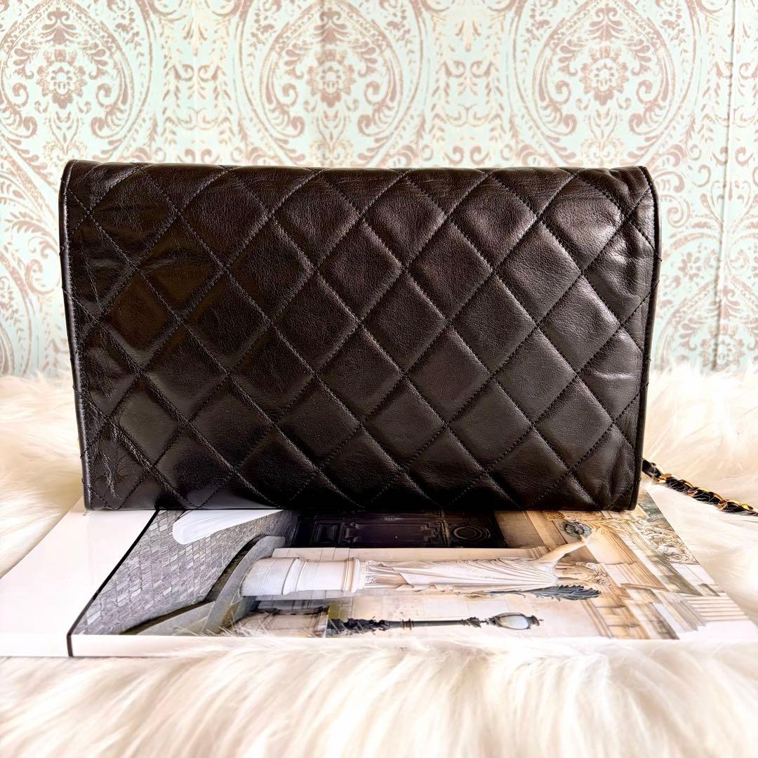 シャネル CHANEL マトラッセ チェーン ショルダーバッグ ラム ブラック