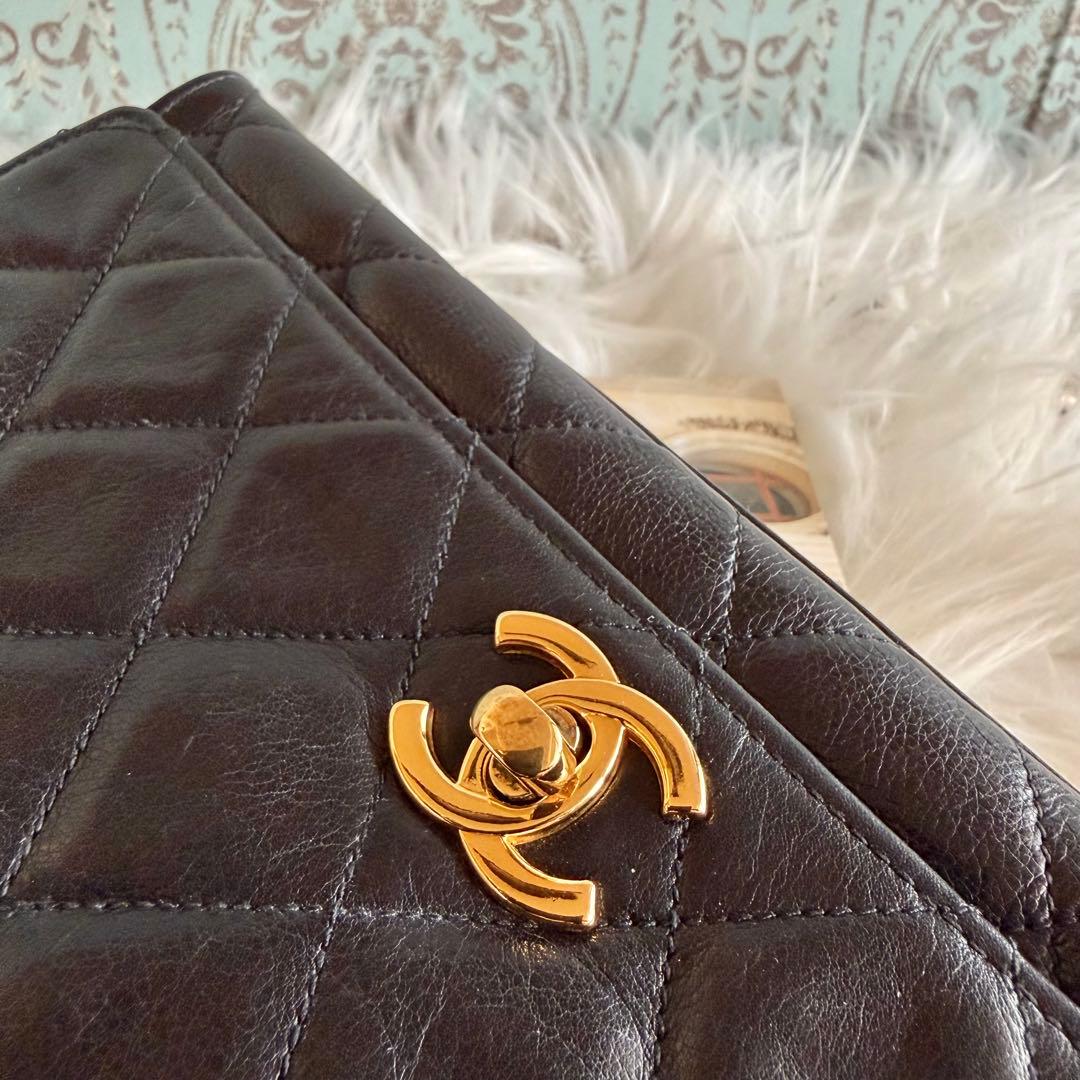 シャネル CHANEL マトラッセ チェーン ショルダーバッグ ラム ブラック