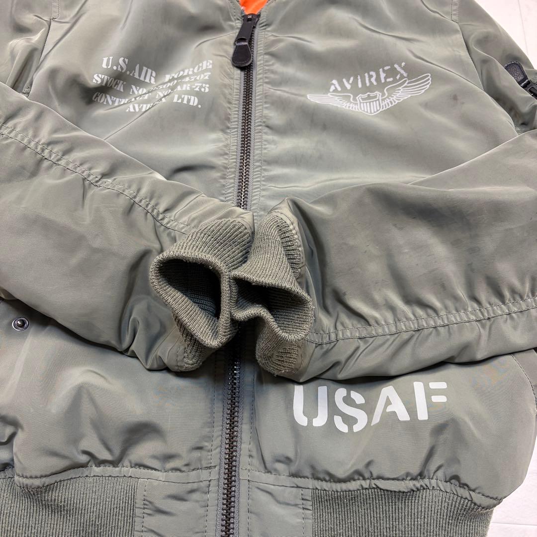 アビレックス　MA-1 フライトジャケット　ミリタリーM バックプリント　カーキ