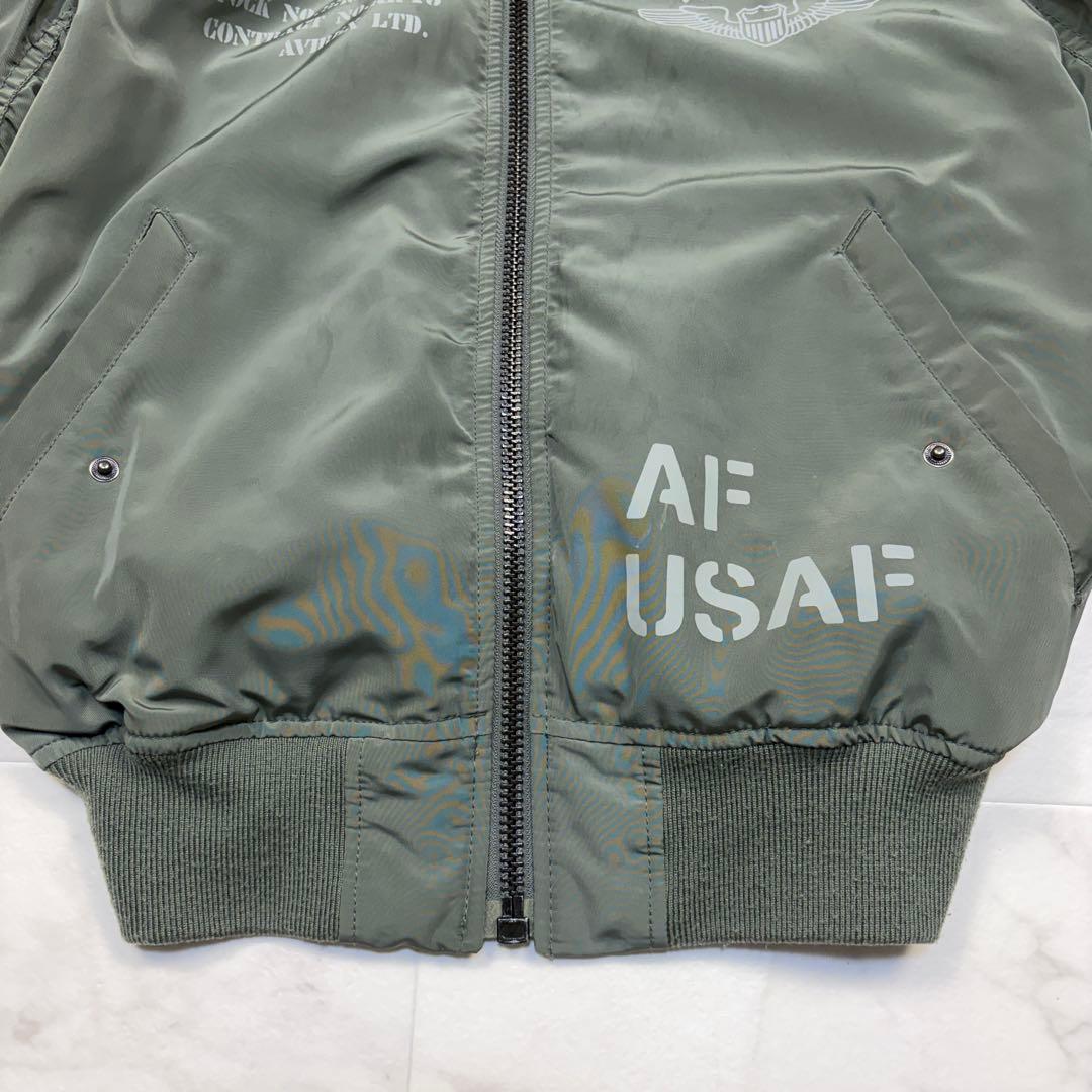 アビレックス　MA-1 フライトジャケット　ミリタリーM バックプリント　カーキ