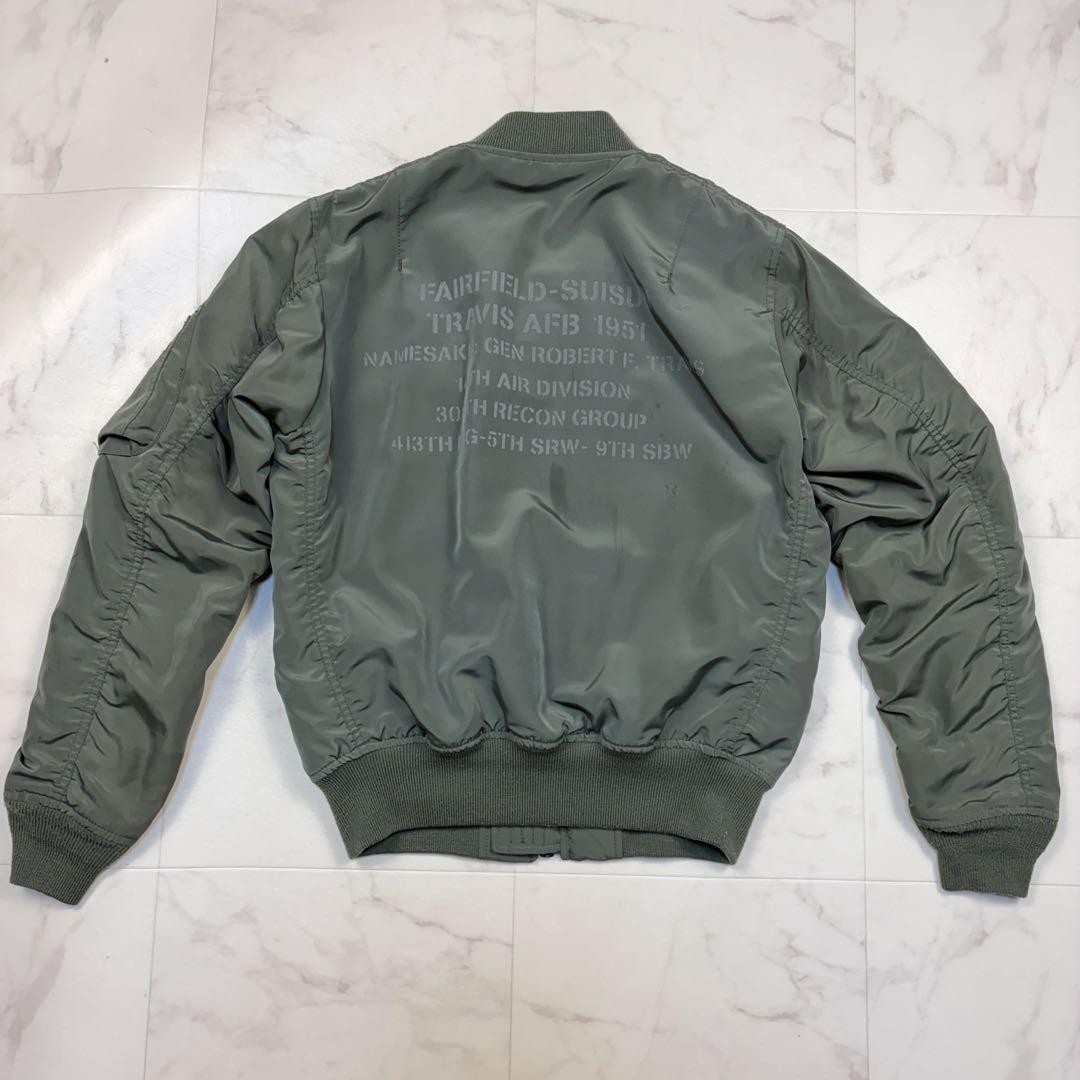 アビレックス　MA-1 フライトジャケット　ミリタリーM バックプリント　カーキ