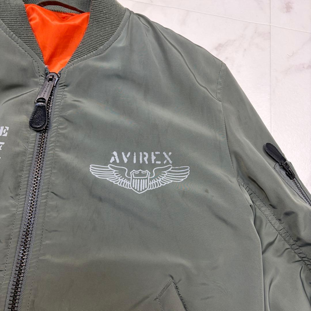 アビレックス　MA-1 フライトジャケット　ミリタリーM バックプリント　カーキ