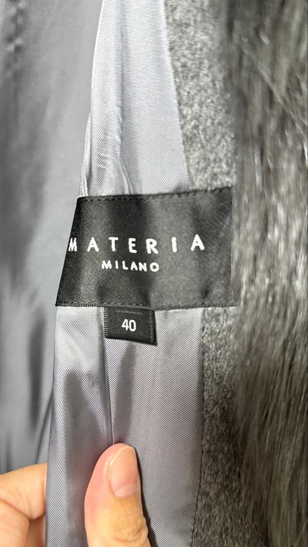 MATERIA ロングコート アンゴラ混 ベルト付 フォックスファー