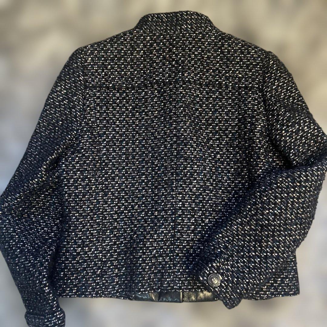 CHANEL ✴︎ネイビー ツイード ノーカラージャケット