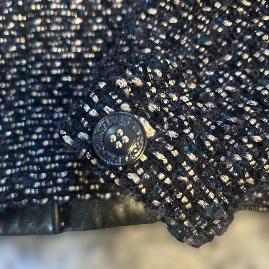 CHANEL ✴︎ネイビー ツイード ノーカラージャケット