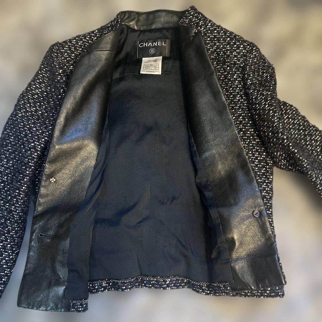 CHANEL ✴︎ネイビー ツイード ノーカラージャケット