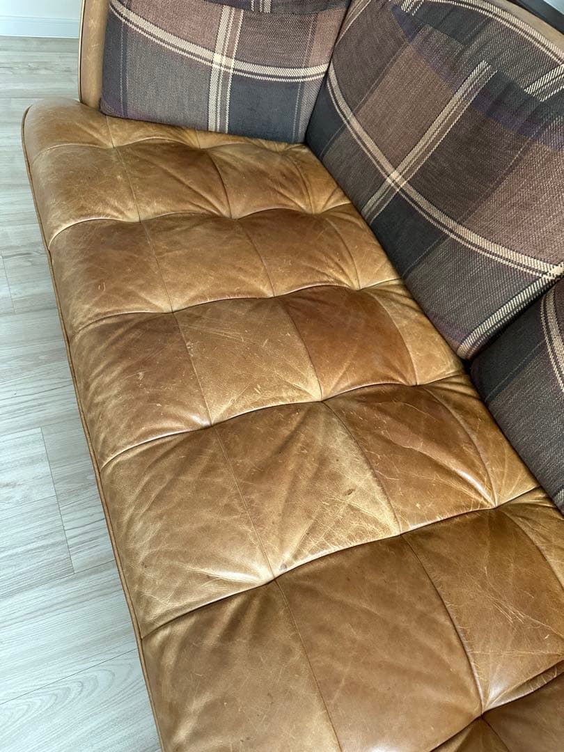 クラッシュゲート　オピアム　レザーソファ 背もたれクッション付き