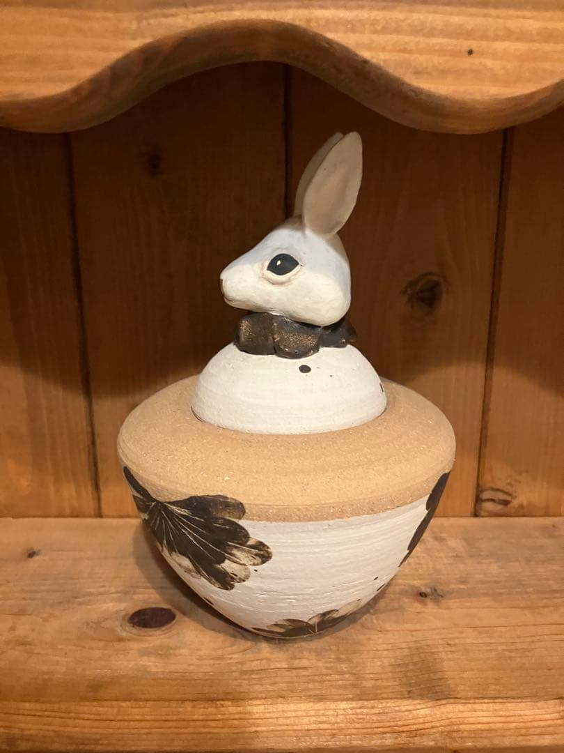森安幸代acnepotterystudio うさぎカノプス壺キャニスター小物入れ