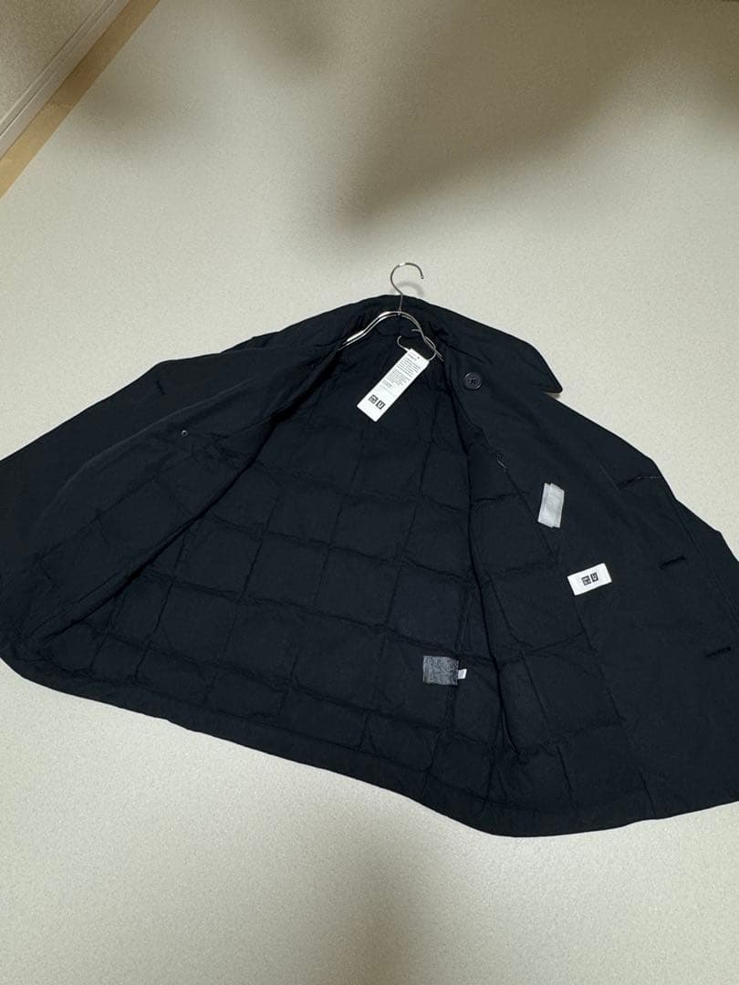 新品タグ付きUNIQLOU パデットショートピーコート MSize 黒