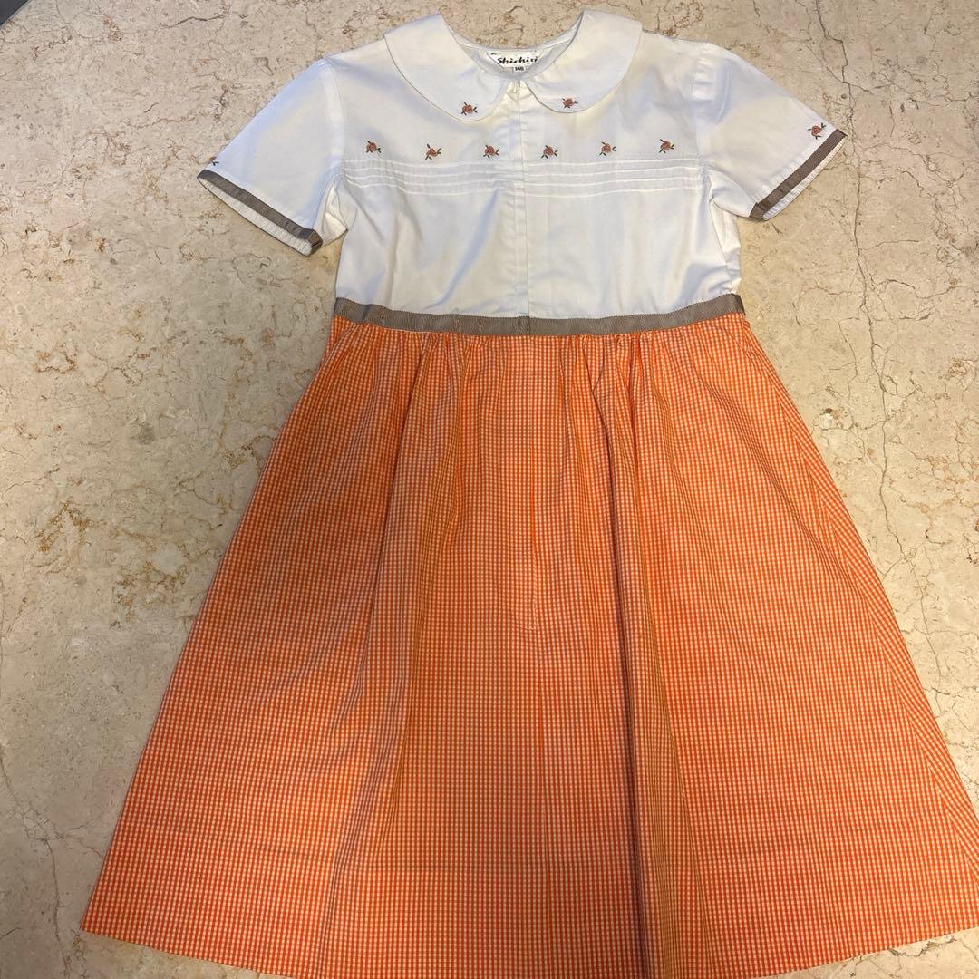 七里　襟付きオレンジワンピース