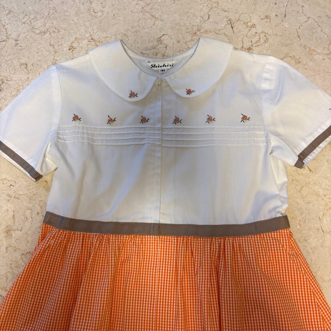 七里　襟付きオレンジワンピース