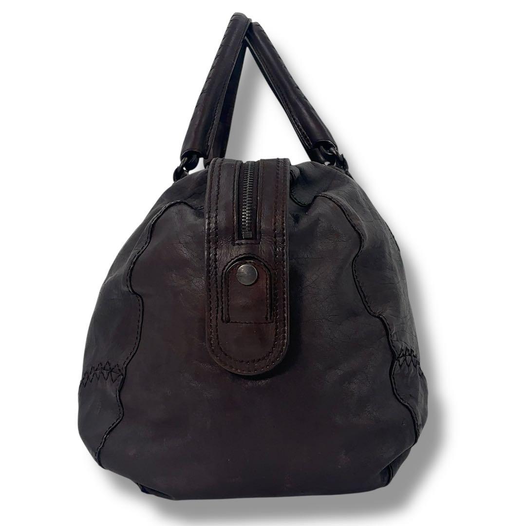 【高級】ボッテガヴェネタ ボストンバッグ イントレチャート レザー ブラウン