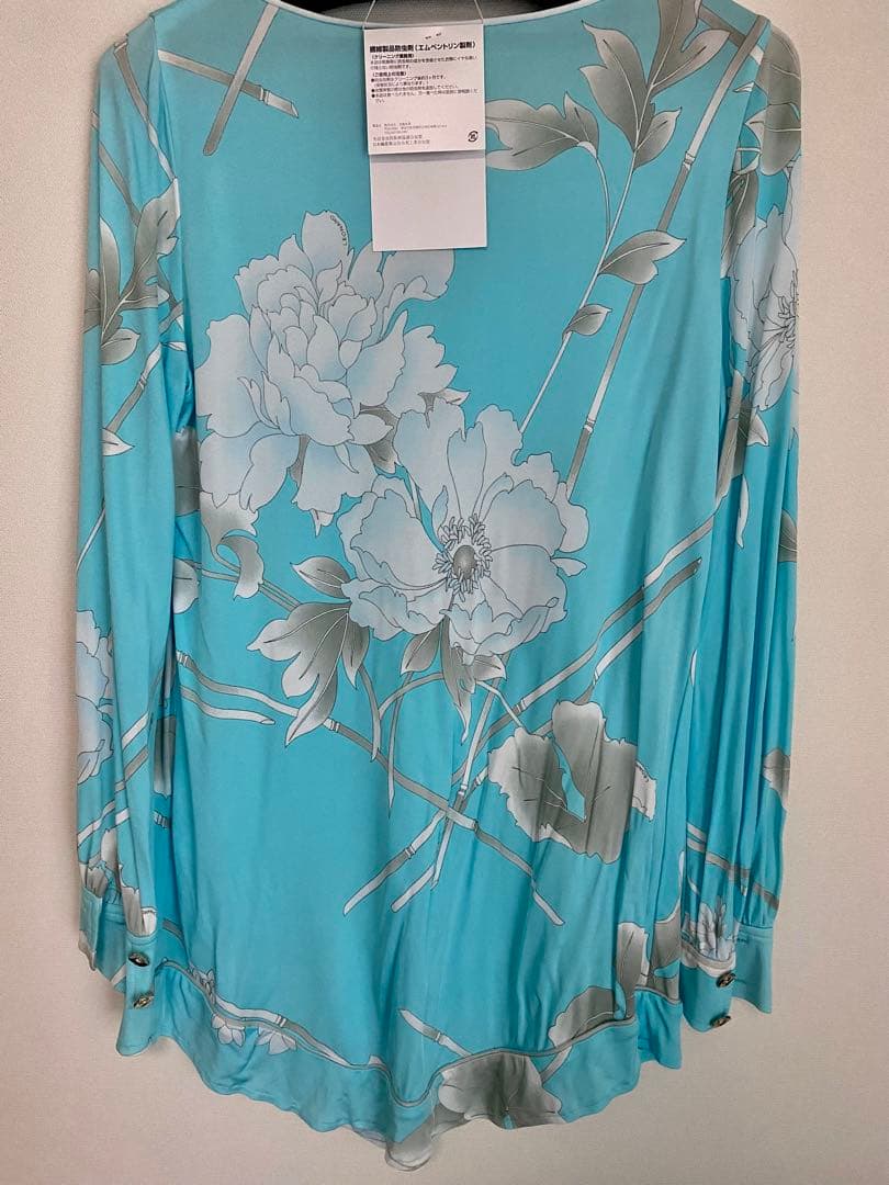 LEONARD 水色 フラワープリント 長袖チュニック