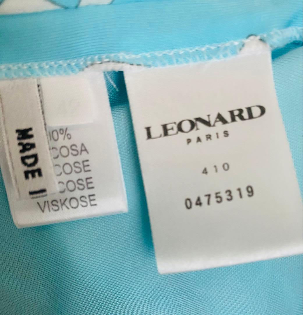 LEONARD 水色 フラワープリント 長袖チュニック