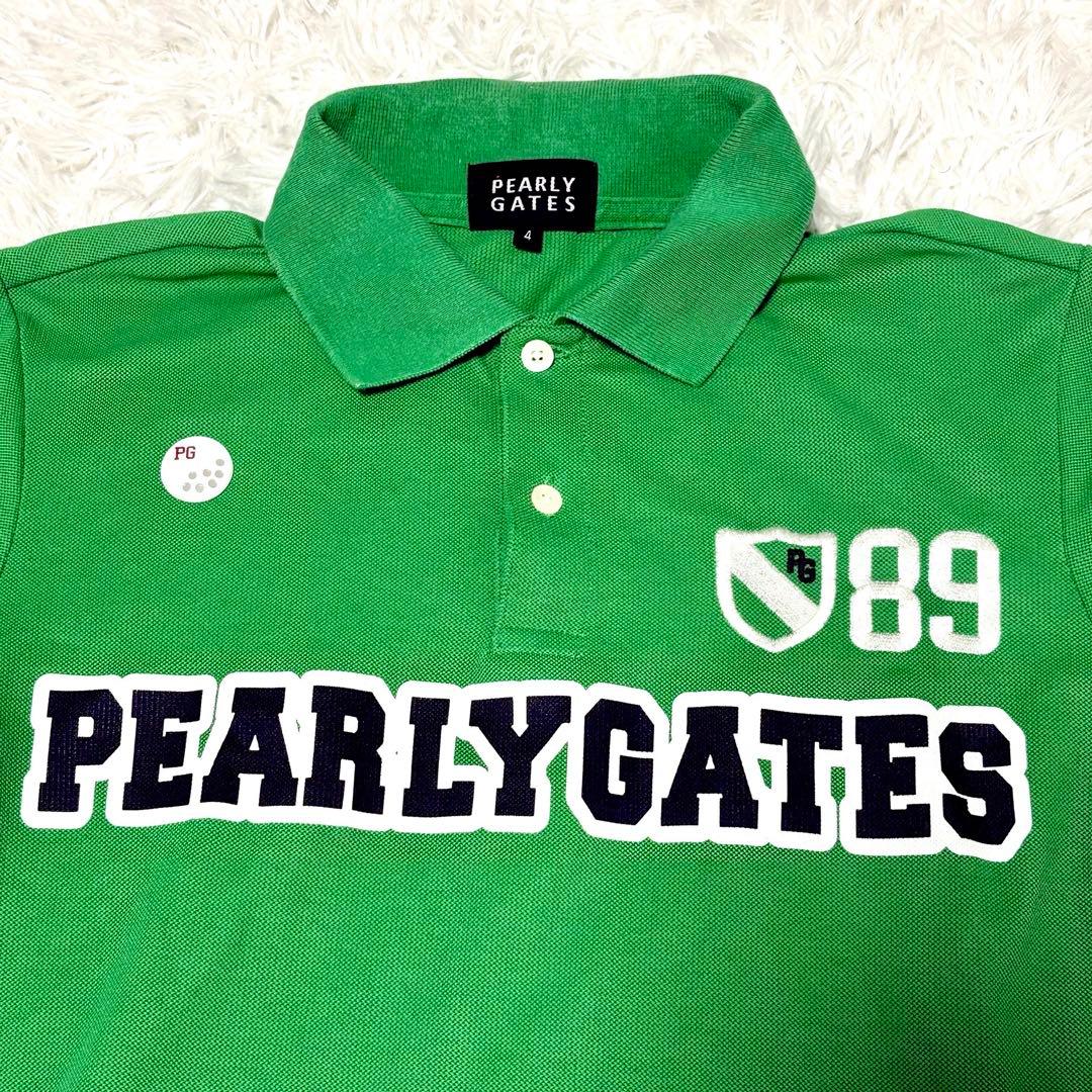 【極美品】パーリーゲイツ　半袖ポロシャツ　ロゴ　ゴルフ グリーン　M