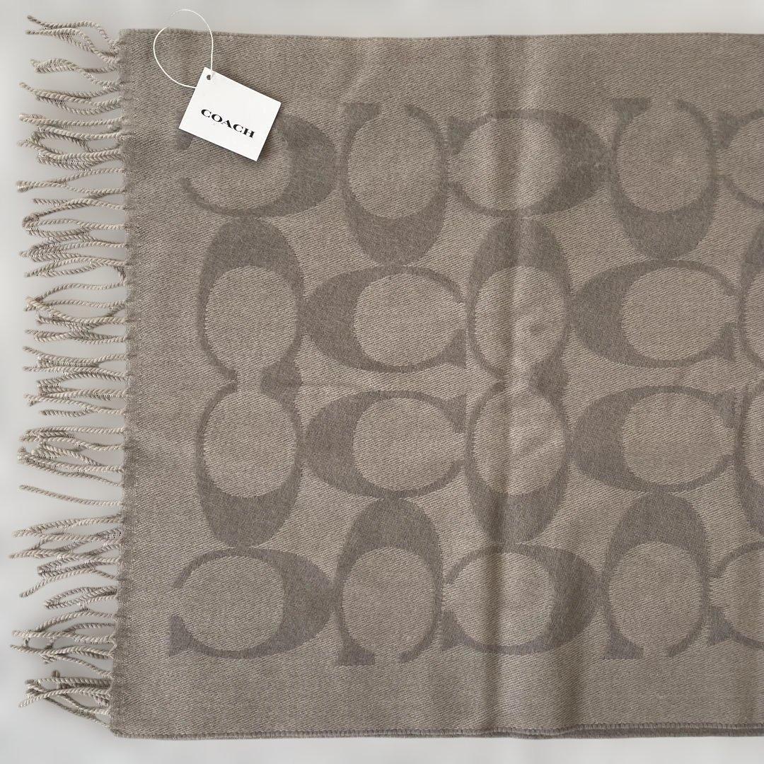 【タグ付き未使用】COACH シグネチャー マフラー ウール オーバーサイズ