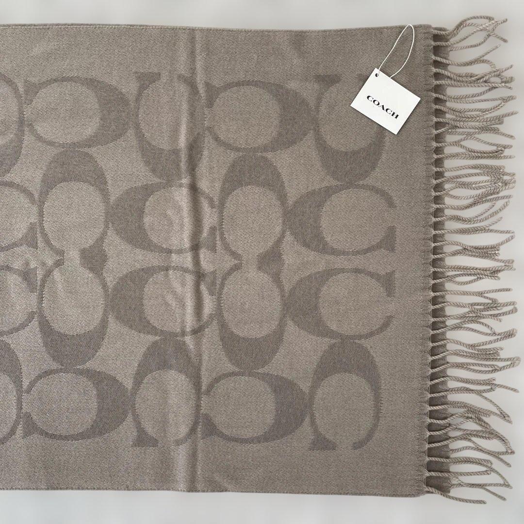 【タグ付き未使用】COACH シグネチャー マフラー ウール オーバーサイズ