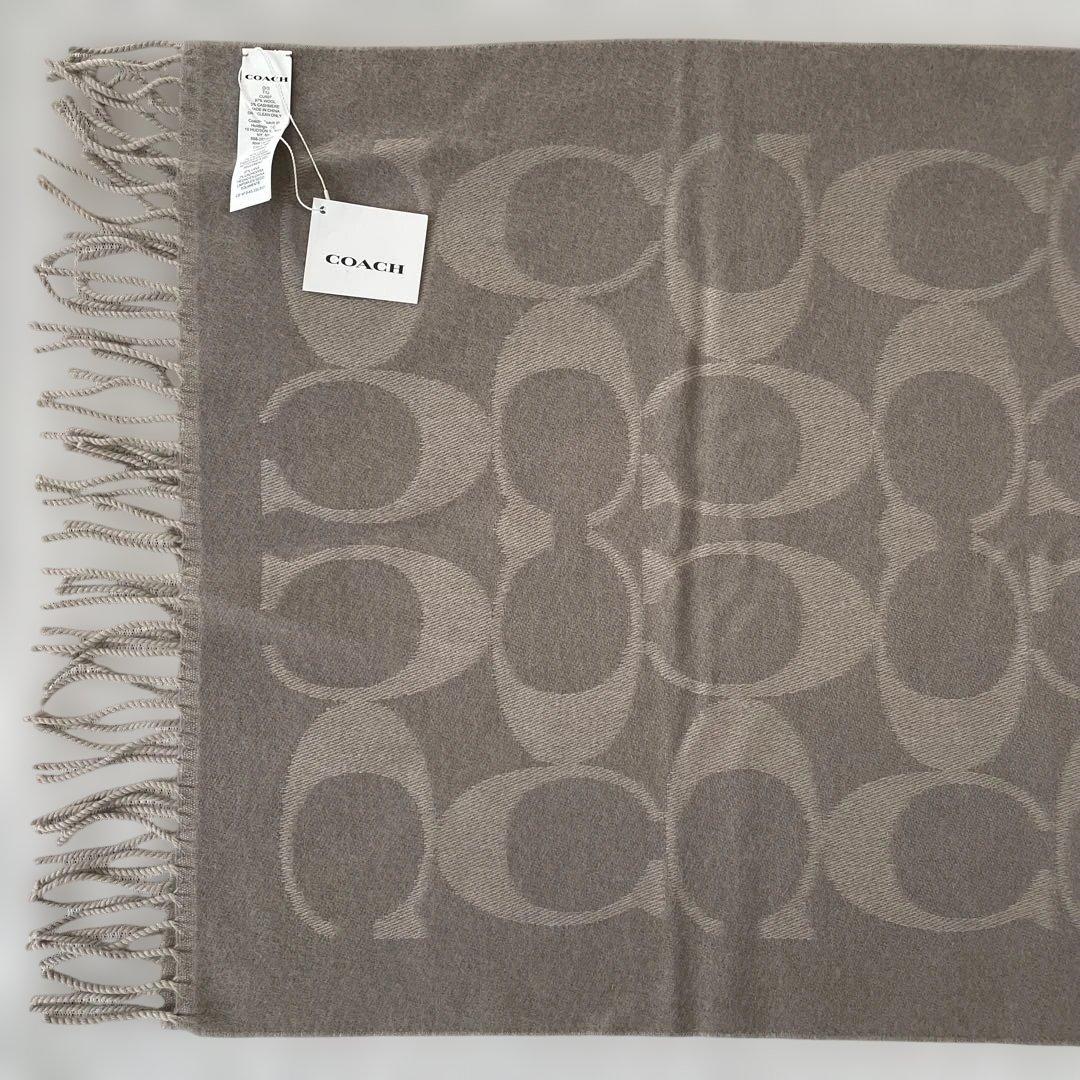 【タグ付き未使用】COACH シグネチャー マフラー ウール オーバーサイズ