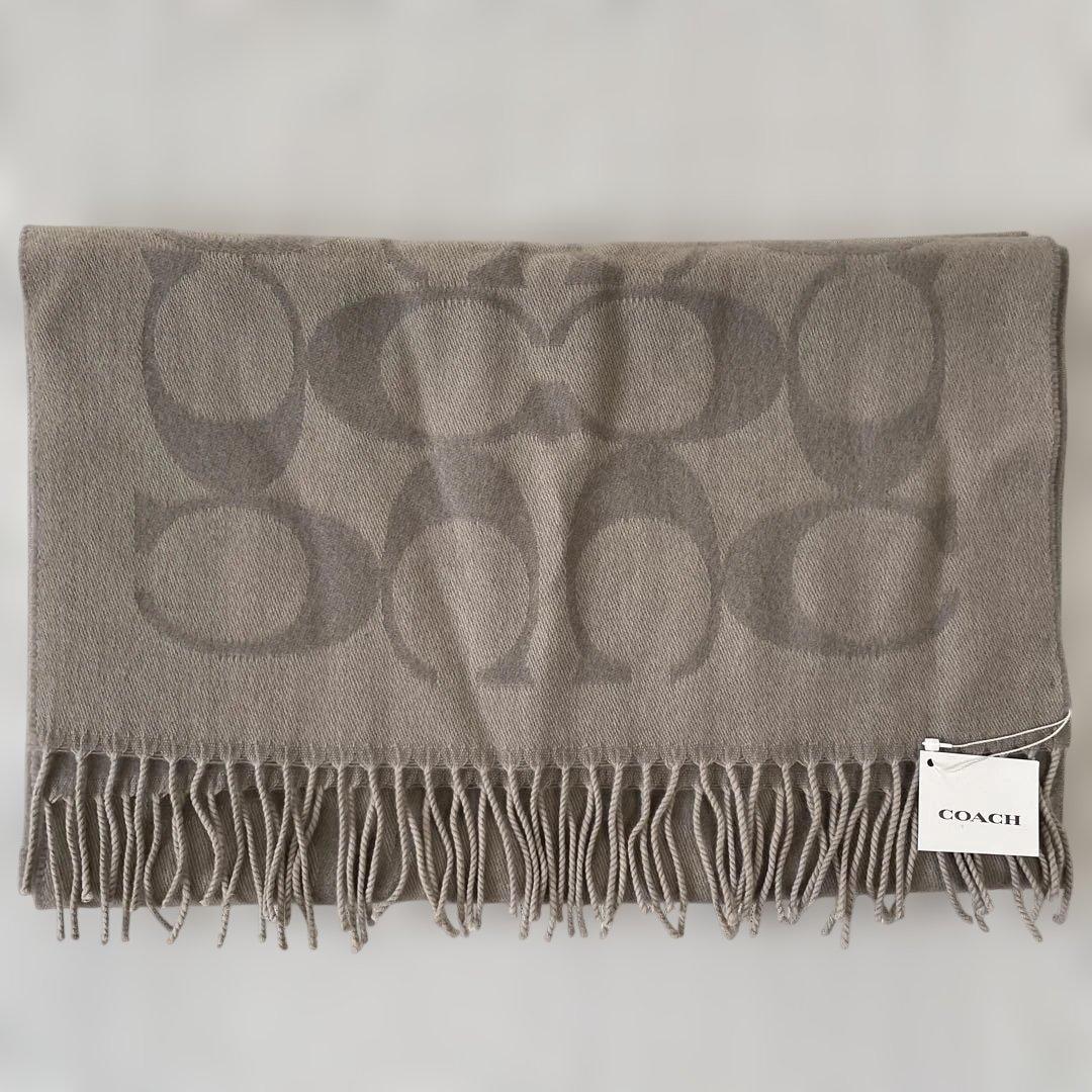 【タグ付き未使用】COACH シグネチャー マフラー ウール オーバーサイズ