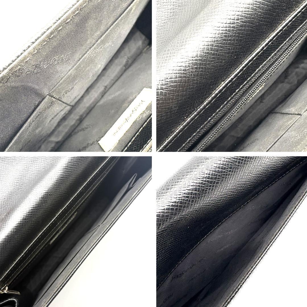 YSL　イヴサンローラン　クラッチバッグ　セカンドバッグ　ブラック　レザー　黒