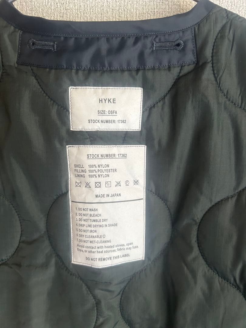 s*様 HYKE QUILTED CROPPED VEST オリーブ