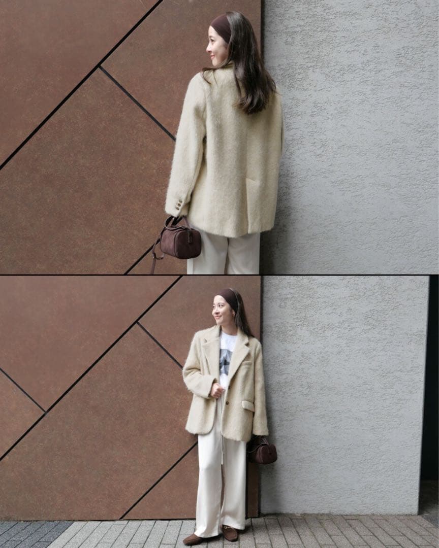 値下げ　完売品　ベースメント　フワフワ素材 クリーム色 チェスターコート