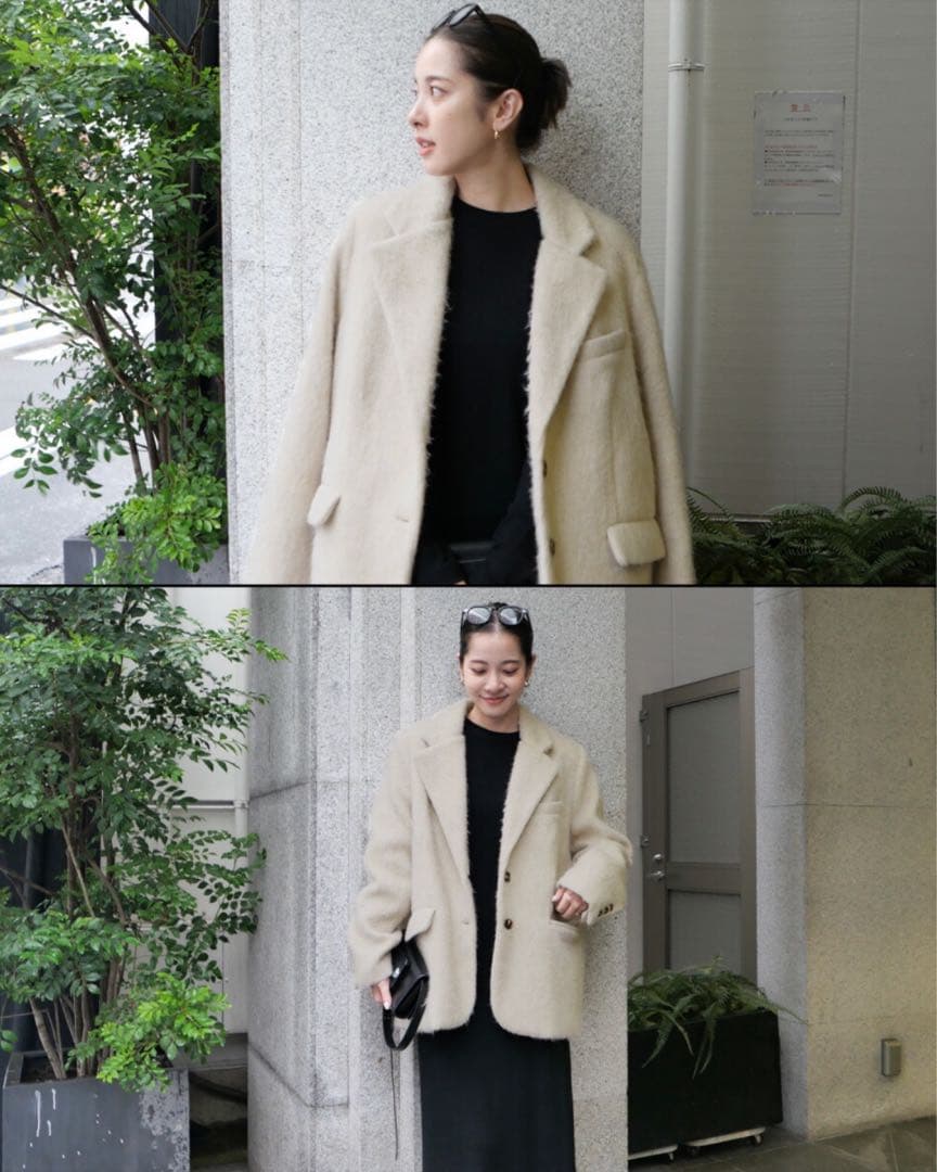 値下げ　完売品　ベースメント　フワフワ素材 クリーム色 チェスターコート