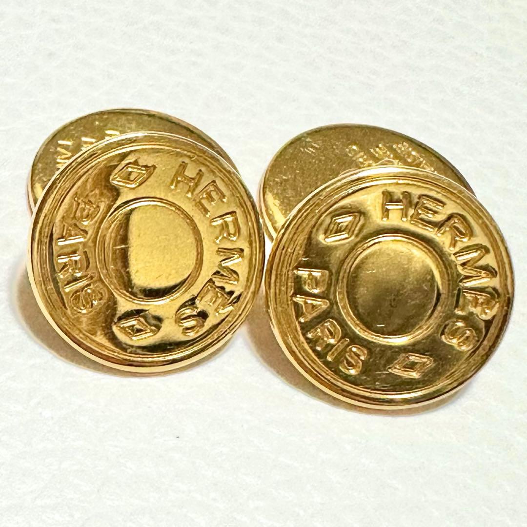 美品✨HERMES エルメス カフス ボタン セリエ ゴールド 箱有り メンズ