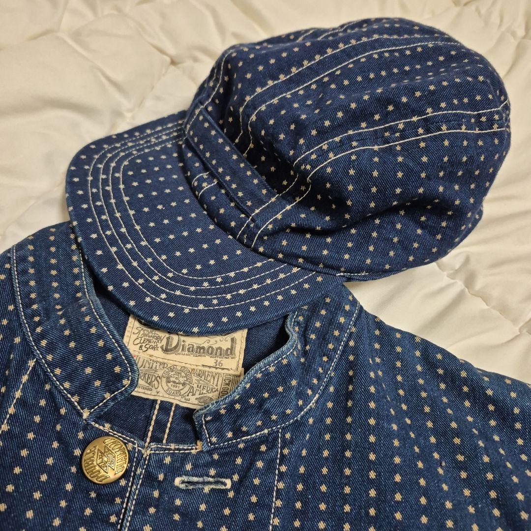 パ*ン様 稀少旧マッコイダブルダイヤモンドスターウォバッシュワークコート36