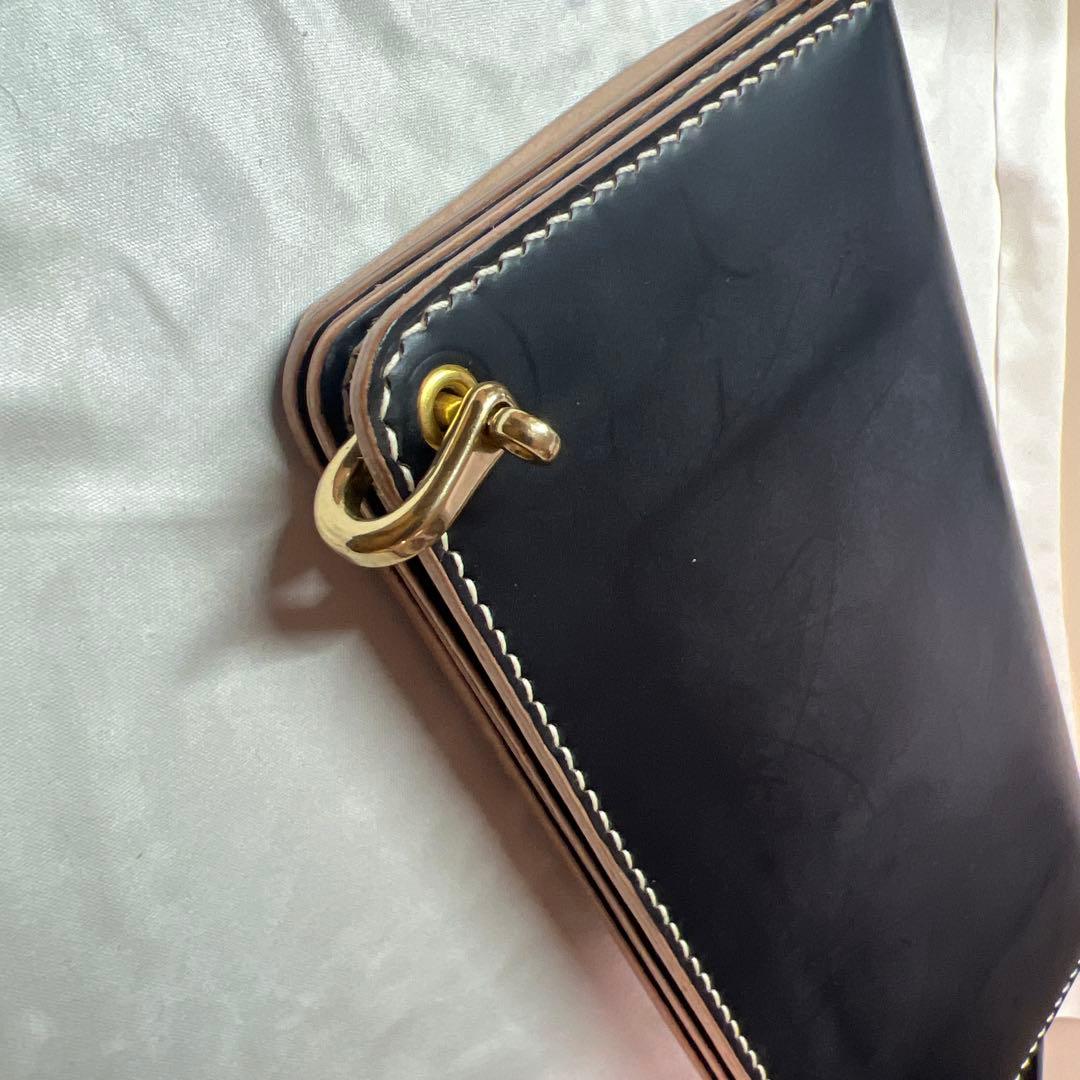 トラッカーウォレット 新喜皮革製 コードバン 蝋引き　ハンドメイド