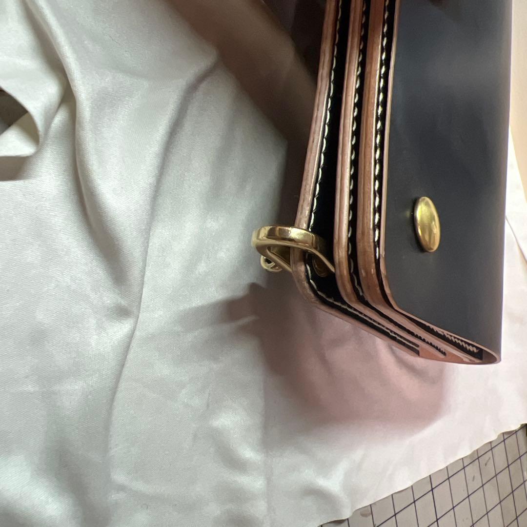 トラッカーウォレット 新喜皮革製 コードバン 蝋引き　ハンドメイド