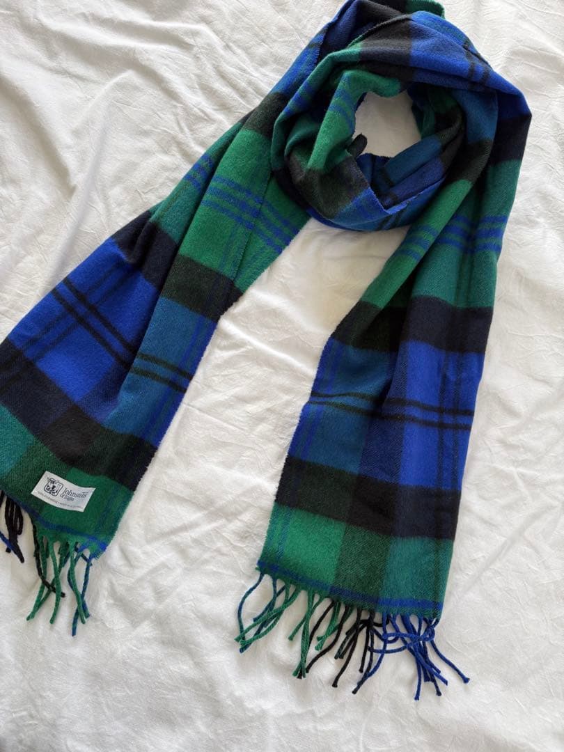 ジョンストンズ カシミヤ中判ストール　マフラー　べアード