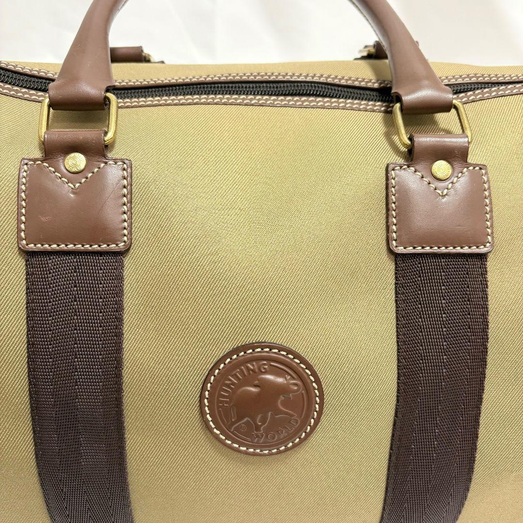 極美品✨ ハンティングワールド サファリ ボストンバッグ 大容量 レザーパッチ