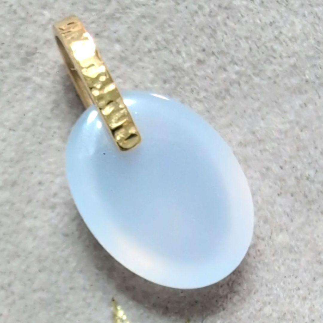 値下げしましたK18ハリックァ★ブルーカルセドニーチャーム