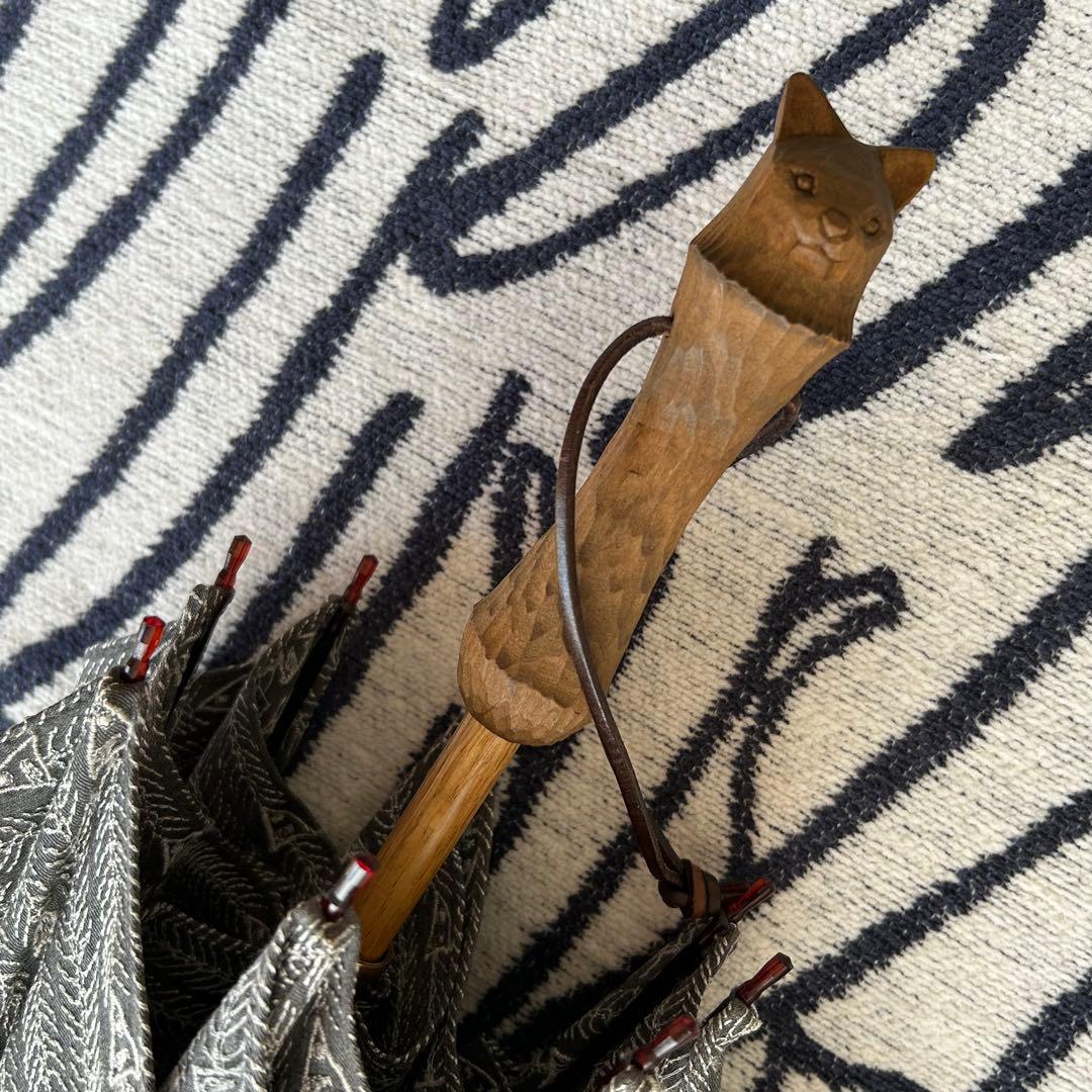 【未使用】イイダ傘店　KITAYA 日傘・長傘　猫　グレー