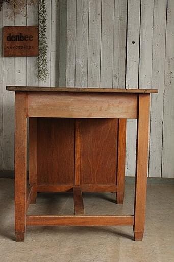 古い木製の片袖机　引き出し5杯　ワークデスク