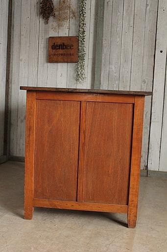 古い木製の片袖机　引き出し5杯　ワークデスク