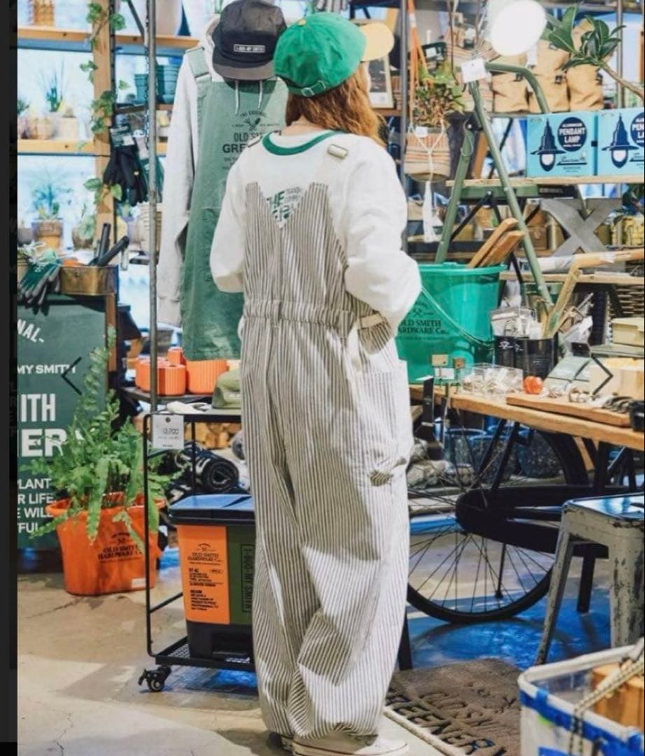 ストライプサロペット　L