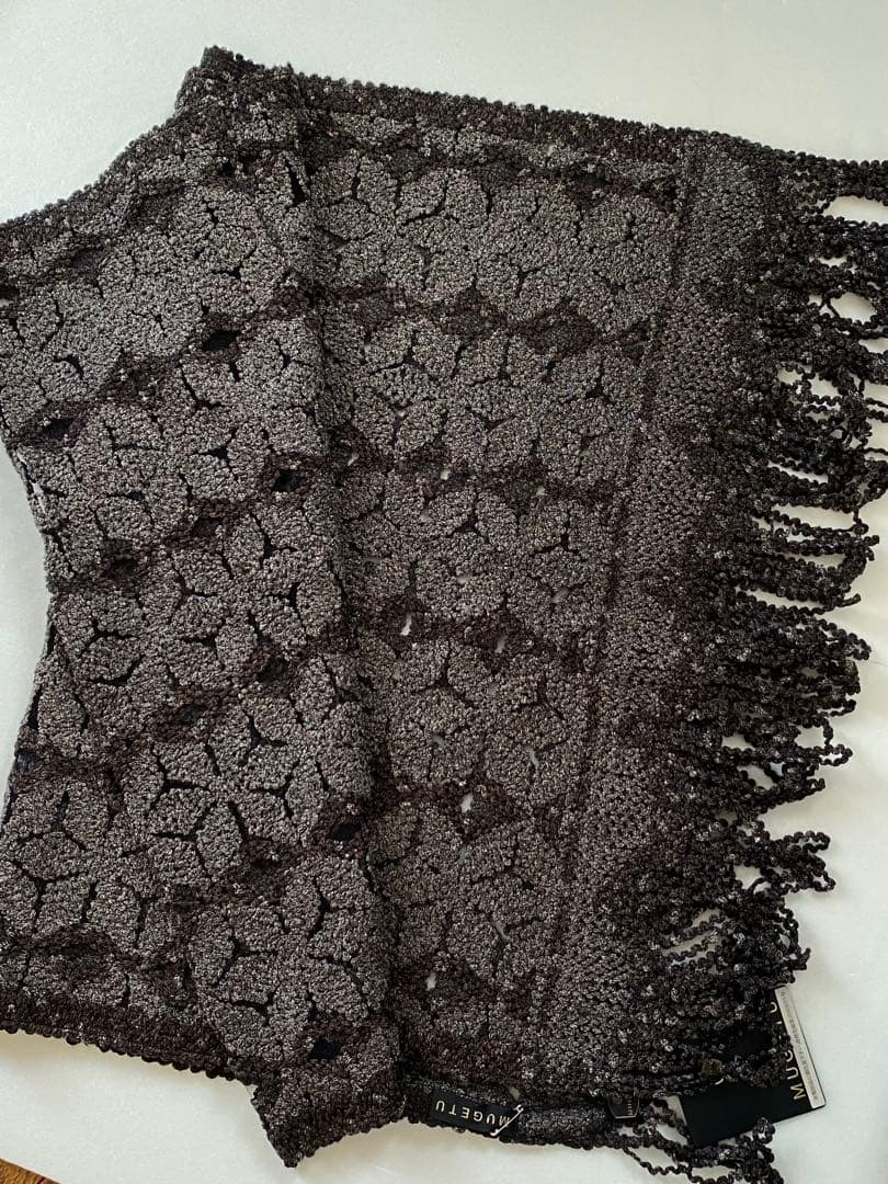 新品◆MUGETSU 無月 特選結城絣 高級ショール ストール シルク100%