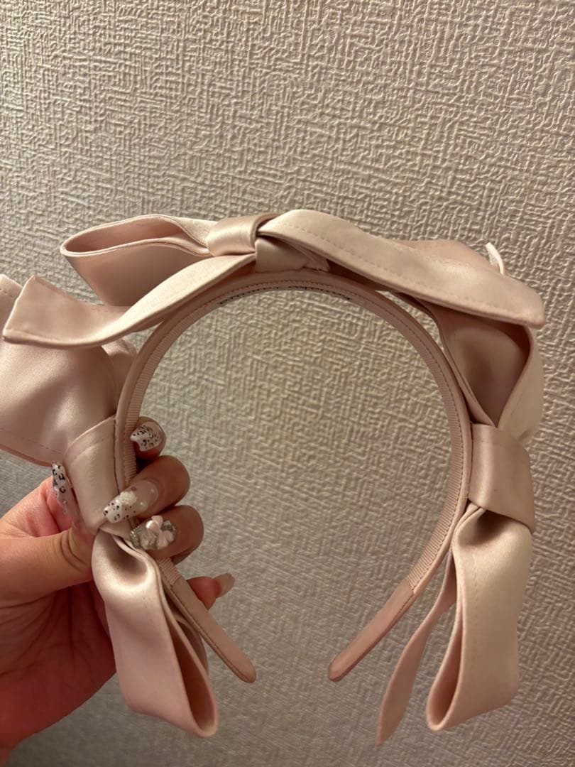 kanako tamuraカチューシャ ピンク サテンリボンヘッドバンド