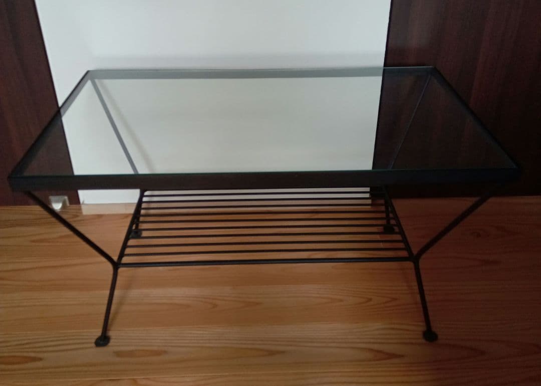 【美品/送料込】unico EDDY アイアンガラスローテーブル